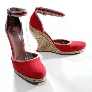 Alaïa Red Platform Espadrilles